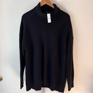 J. Crew Women’s Ribbed cotton-blend relaxed turtleneck sweater XL Black NWT